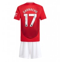 Camiseta Manchester United Alejandro Garnacho #17 Primera Equipación para niños 2024-25 manga corta (+ pantalones cortos)